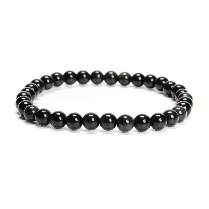 CRCBEADS - Wholesale Beaded Bracelet - Rainbow Obsidian Smooth Round Beads Bracelet 6mm 8mm 10mm 7.5'' Length 3 PCS/Set2