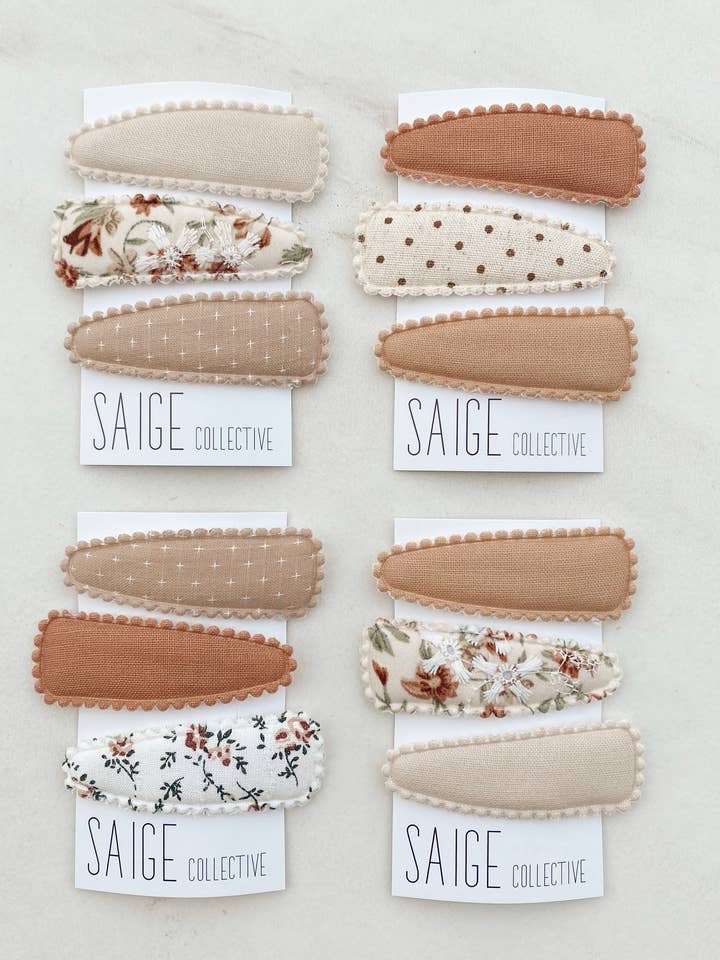 Boho Embroidered Clips - Three Pack  for wholesale by Saige Collective
