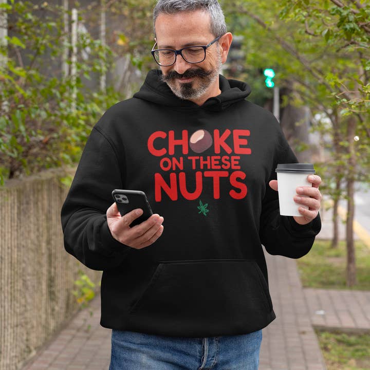 Choke On These Nuts Hoodie for wholesale by Mistakes on The Lake