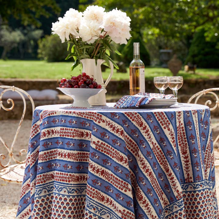 Couleur Nature - Wholesale Tablecloth - Provence Avignon Red & Blue Tablecloth