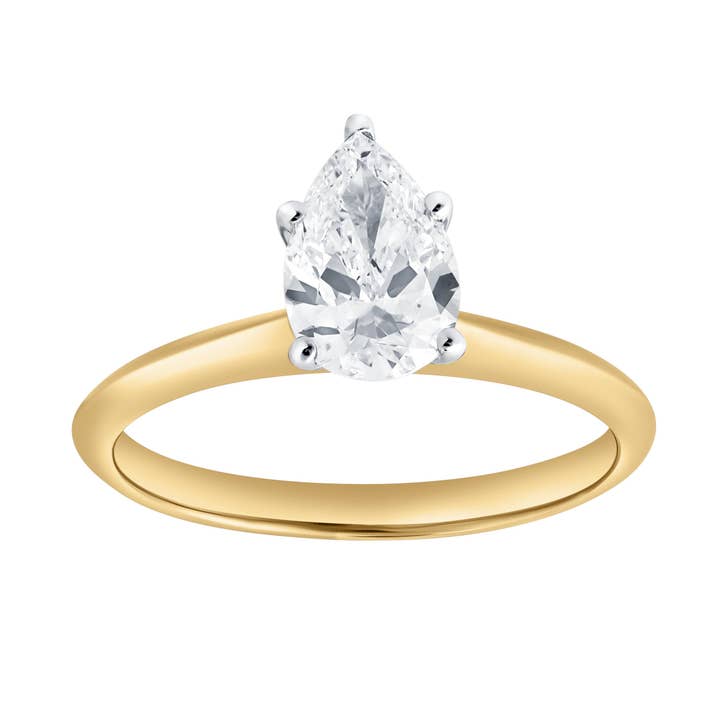 Jana 14K Yellow Gold Pear Lab Grown Diamond Solitaire Engagement Ring - 1 Ct for wholesale by LuvMyJewelry (LMJ)
