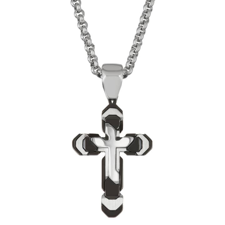 Black&Blue - Wholesale Pendant/Charm Necklace - Mugal Cross 33mm