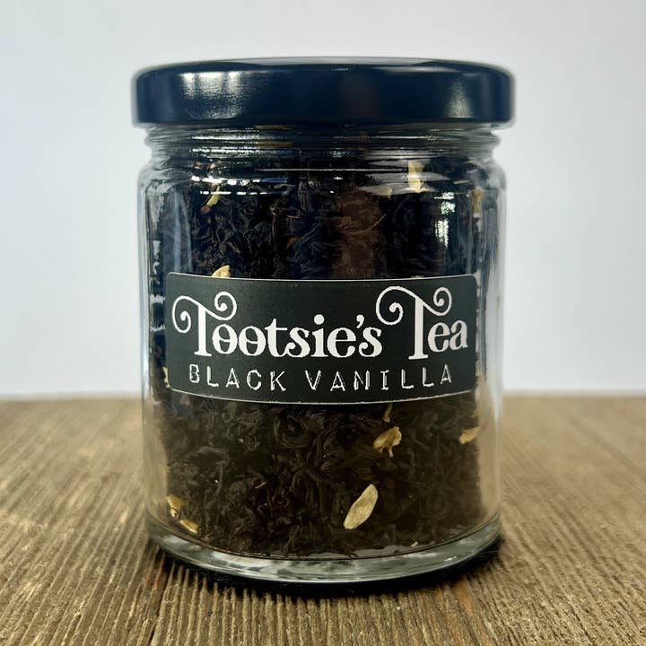 Schwarze Vanille-Tee-Dose für den Großhandel von Tootsie's Tea