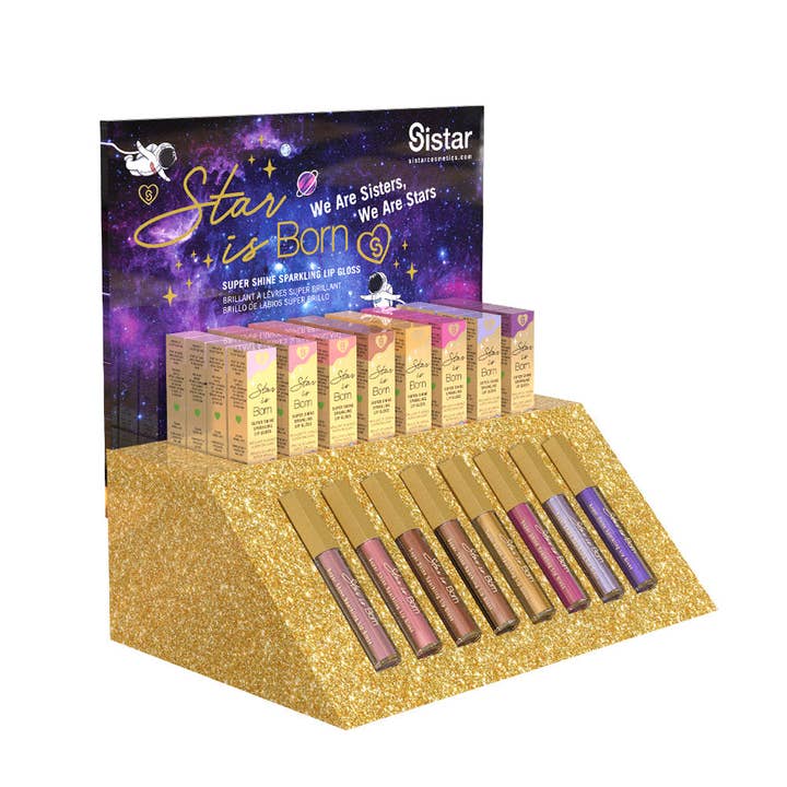 Sistar - Star Is Born Holographic Lip Gloss | Paper Counter Display for wholesale by SM Beauty LLC