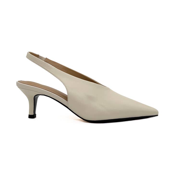 Alix Bone Cuir Talon Slingback Étranglé pour la vente par Amie Rafa