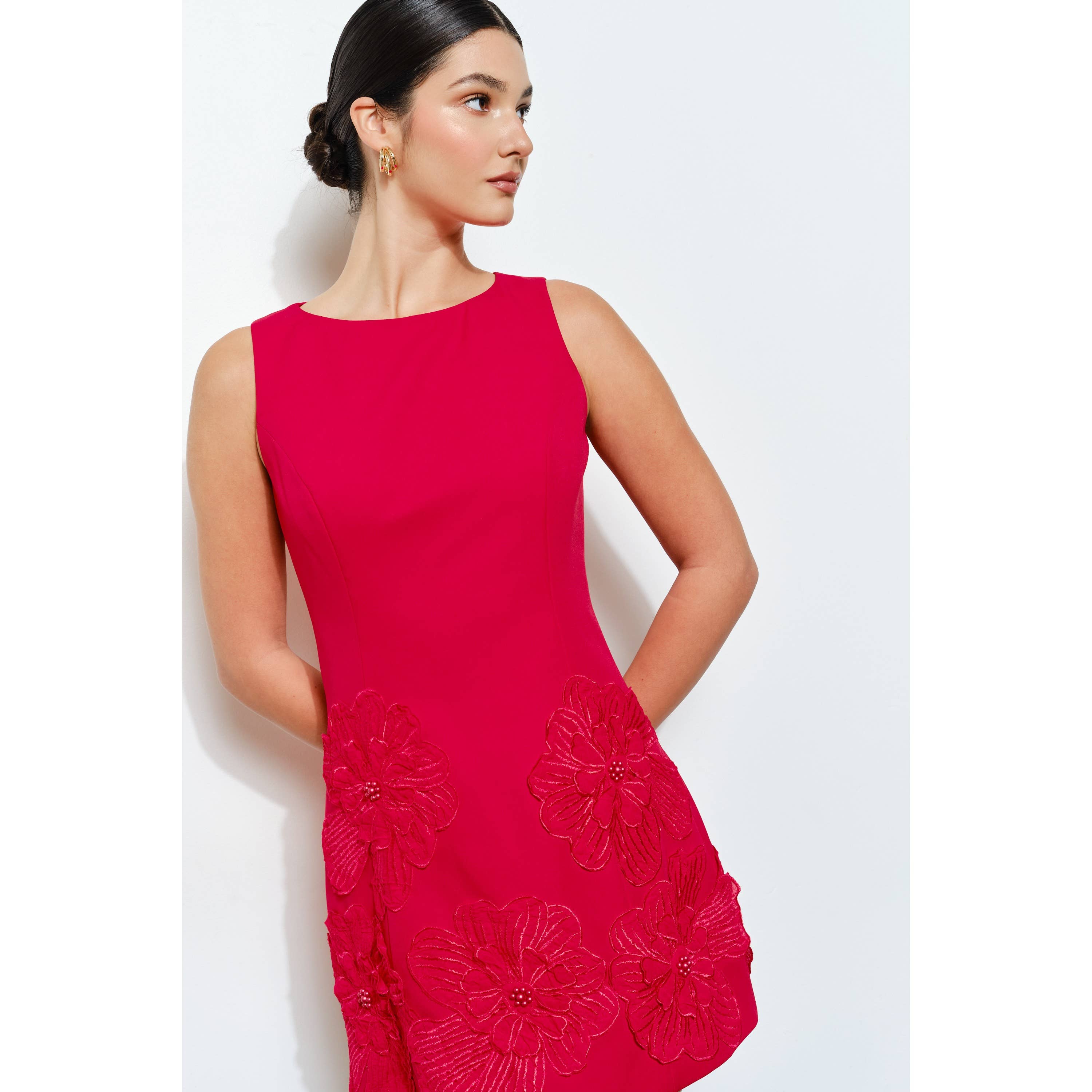 INA - Wholesale Dress - Women's - Floral Applique Sleeveless Mini Dress8