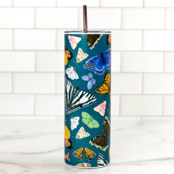 Flutter Friend Butterfly 20oz Stainless Steel Skinny Tumbler for wholesale by 1canoe2 | One Canoe Two Paper Co.
