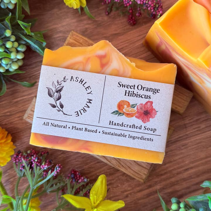 Ashley Marie Soap - Wholesale Bar Soap - Sweet Orange Hibiscus Bar Soap | Uplifting Handmade Artisan