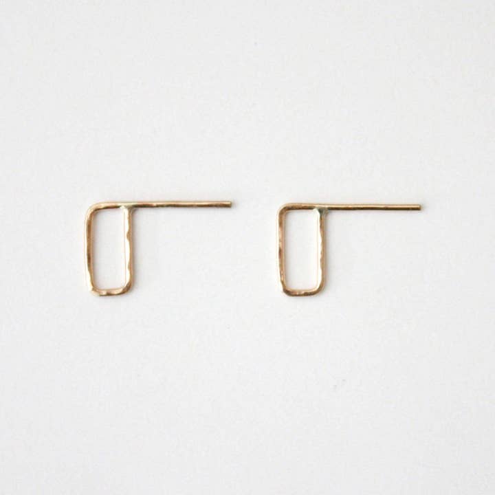 Rectangle Hammered Stud Earrings for wholesale by Hooks and Luxe