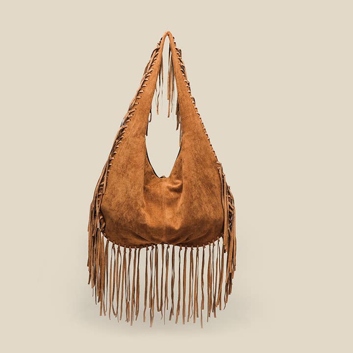 Tourtiwi - Wholesale Shoulder Bag - Women's - Vintage Fringed Suede Shoulder Bag
