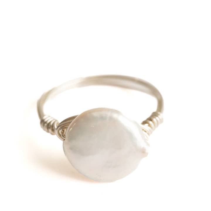 Seaflowerjewelry - Wholesale Single stone/solitaire ring - Pearl Ring/freshwater coin pearl womens solitaire ring7