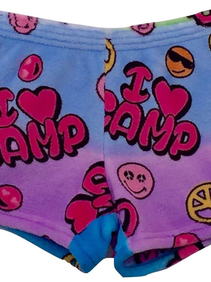 Fuzzy Emoji Camp Pajama Shorts for wholesale by Made With Love & Kisses