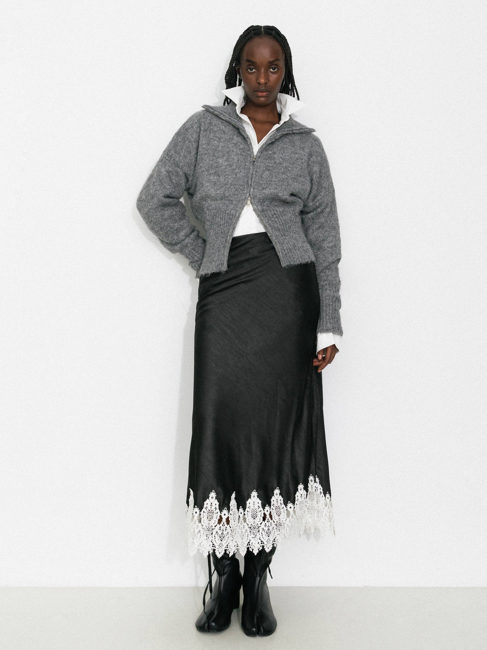 CUBIC – Engroshandel Cardigan - Dame – Retro ståkrave lynlås-cardigan17