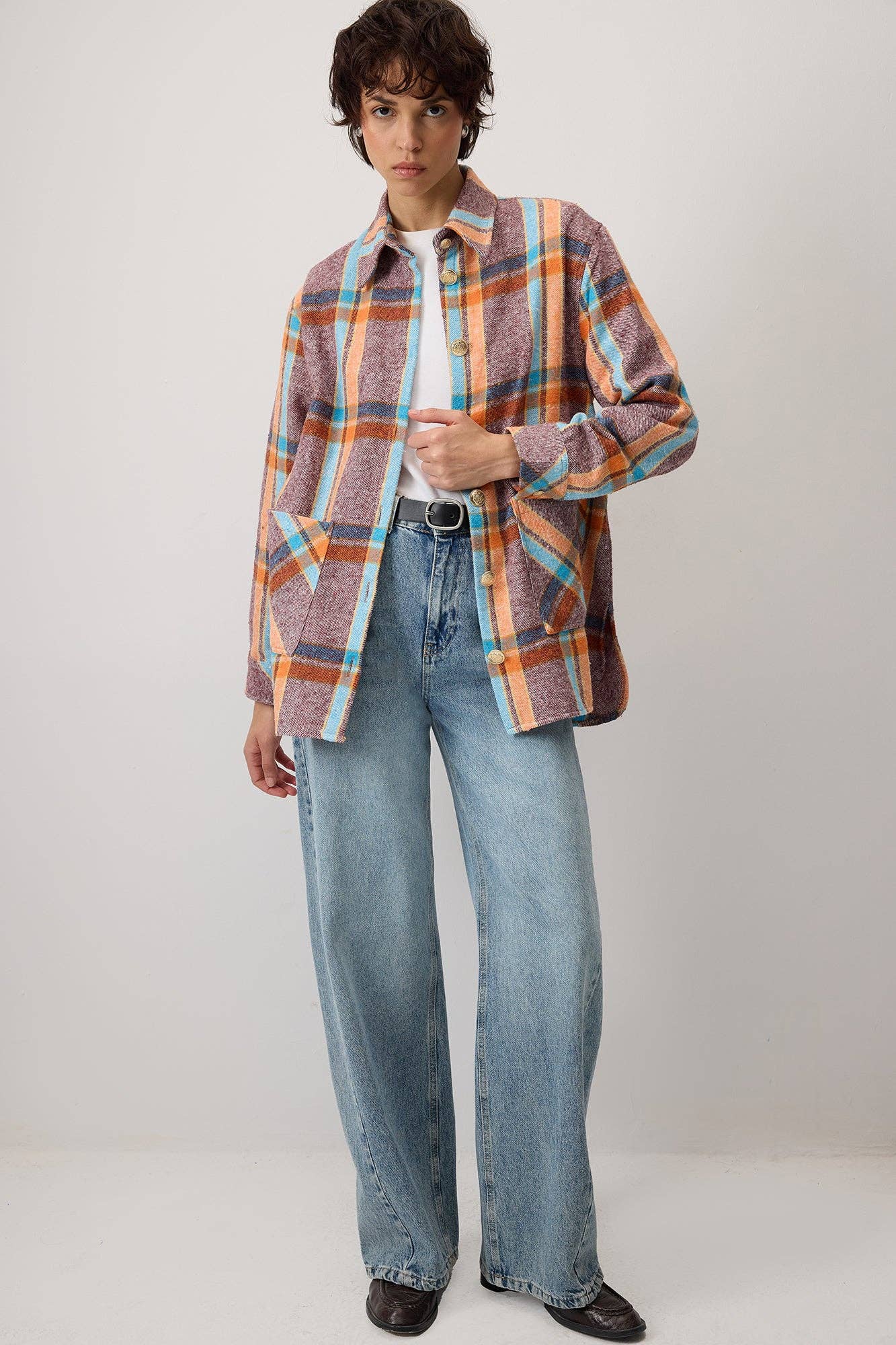 Patterned PLAID LUMBER CUTTER JACKET for wholesale on Faire0