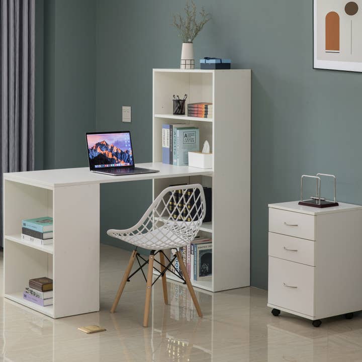 Quickway Imports - Wholesale Bookcase - Computer Writing Workstation Table with Combo Bookshelf Book