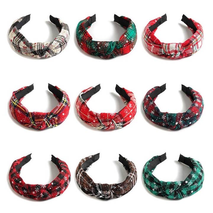 Ekartini - Wholesale Fashion headband – women's - Christmas Plaid Knotted Headband22
