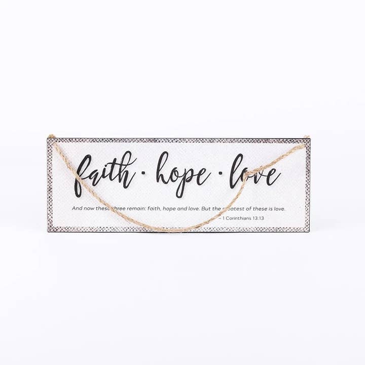 Swanson Christian Products - Wholesale Sign - Wall Decor Metal W/ Rope Faith Hope Love1