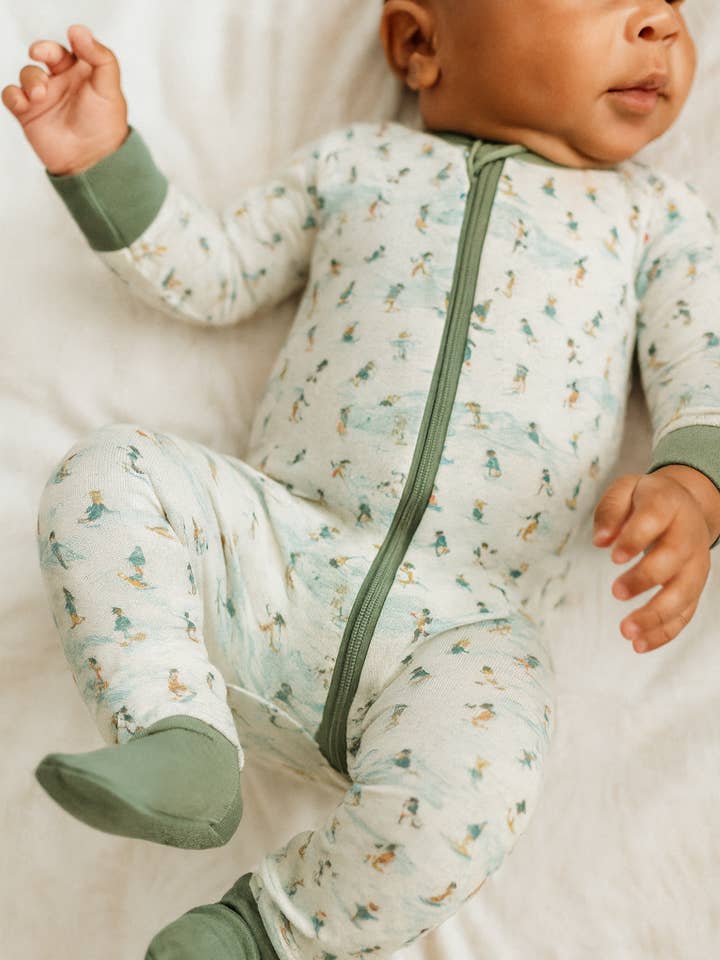 2-way zip romper - winter ski - bamboo baby sleeper for wholesale by Polished Prints