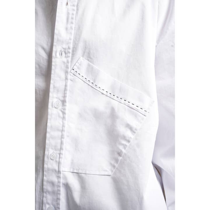 Weiss TOP MIT TASCHENSTICHDETAIL für den Großhandel auf Faire3