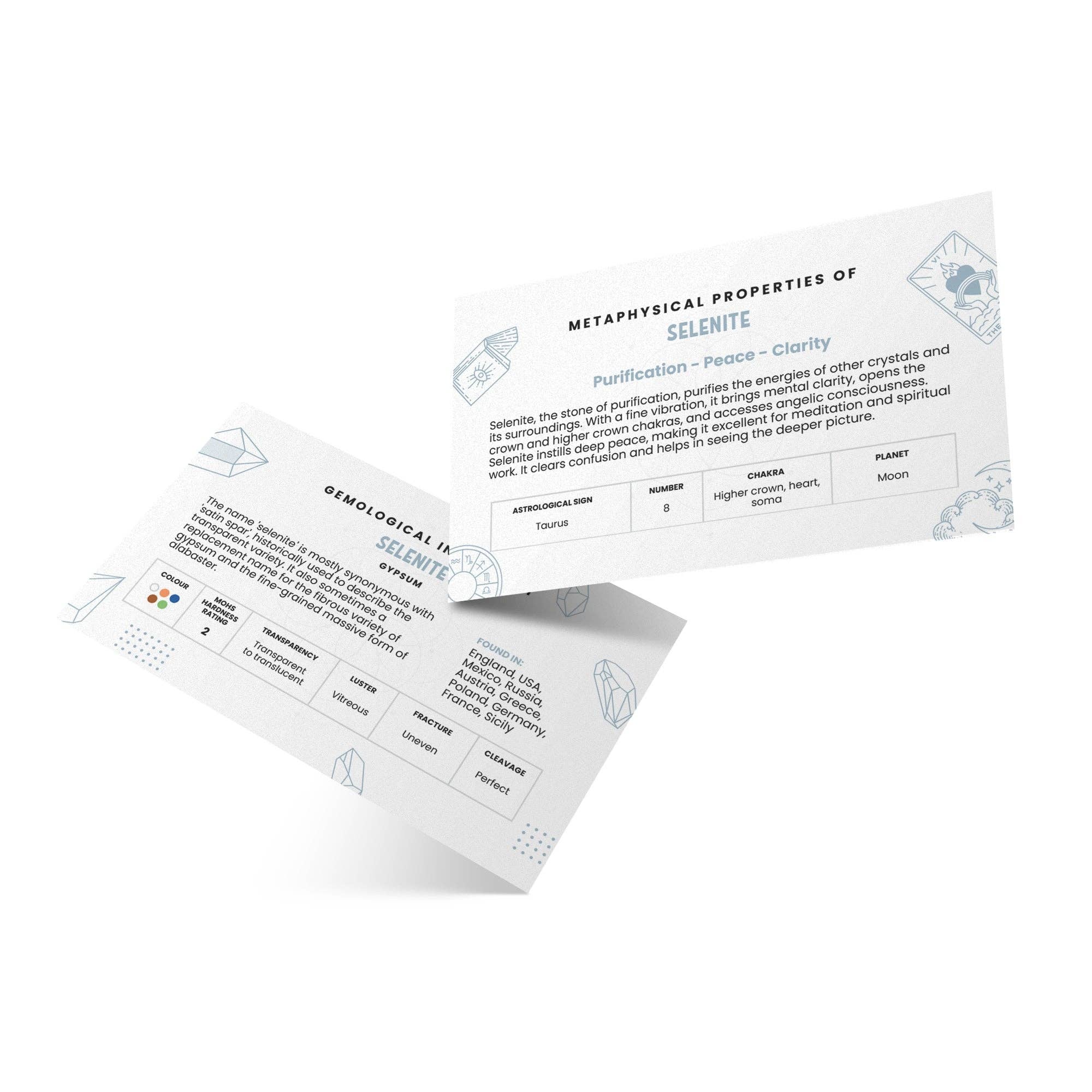 Stonebridge Imports - Wholesale Tarot/Oracle Card - Stone Meaning Cards - Selenite - 10 Pack0