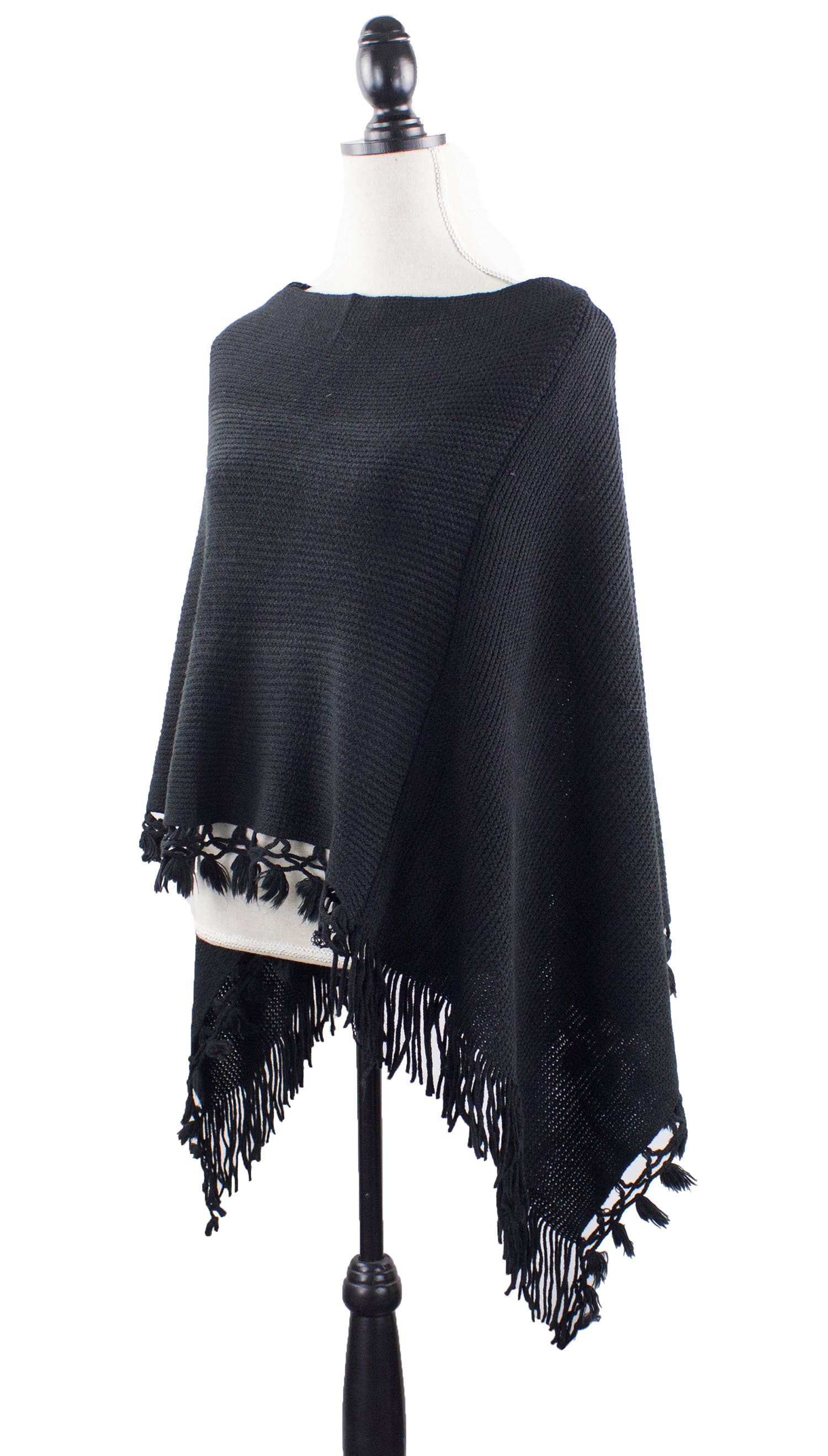 Fennco Styles - Venta al por mayor Poncho - Mujer - Suéter Poncho de Bloques de Color con Flecos42