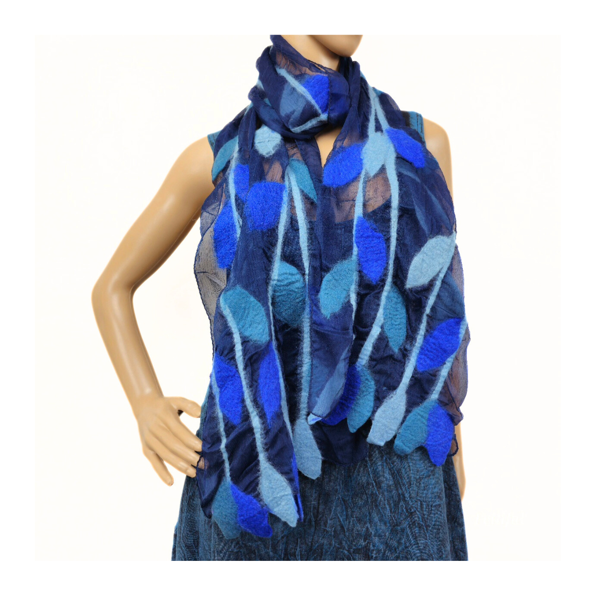 Feltiful - Wholesale Scarf - Women's - Leaf Merino Wool Handmade Felt Scarf3