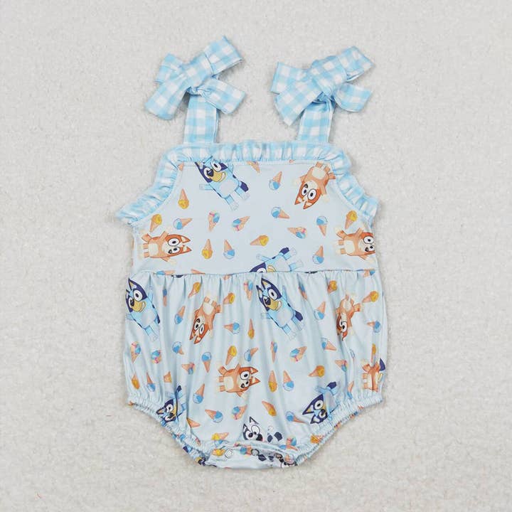 Baby Infant Girls Dogs Popstick Straps Ruffle Rompers for wholesale by Aier Wholesale