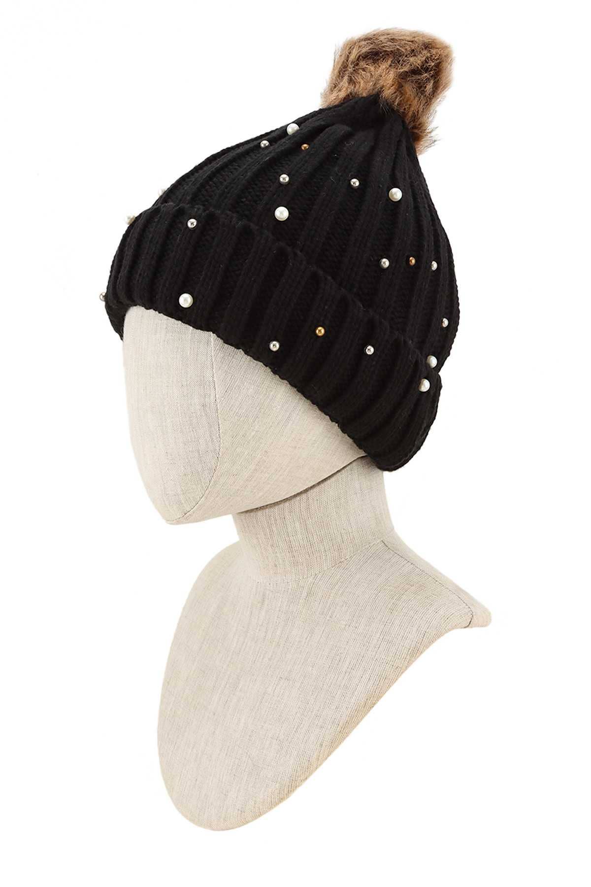 anbfashion - Vendita all'ingrosso Berretto - Donna - Berretto invernale a doppio strato con accento perlato 783