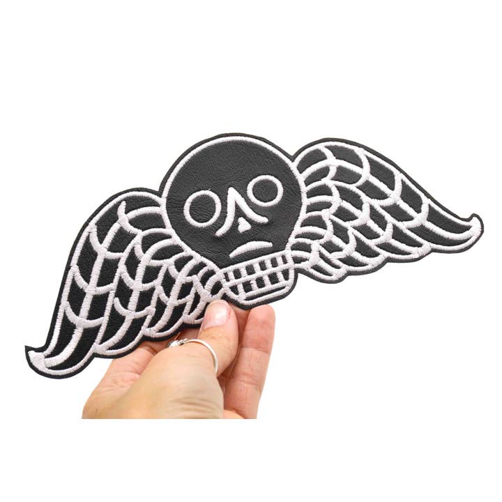 Project Pinup - Wholesale Patch - Memento Mori Faux Leather Embroidered Iron on Patch