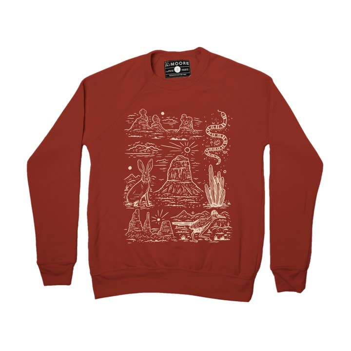 The Desert Crewneck Sweatshirt-Brick for wholesale by Moore Collection
