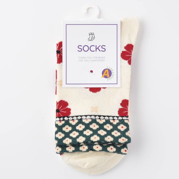 Funkyrel® Atzbranding Limited - Wholesale Socks - Women's - Rufia - Colorful Floral Pattern Mid-Calf Socks14