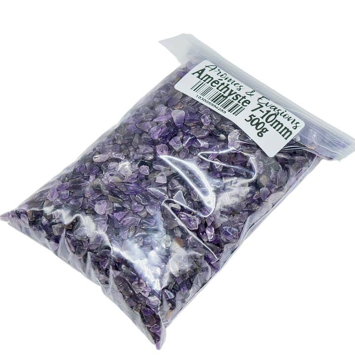 Arômes & Évasions – Großhandel Spiritueller Stein/Kristall – Stein — Trommelsplitter — Amethyst — 7 bis 10 mm3