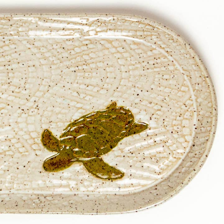 Sea Turtle Design Handmade, in Ohio, Ceramic Platter for wholesale by White Squirrel Clayworks
