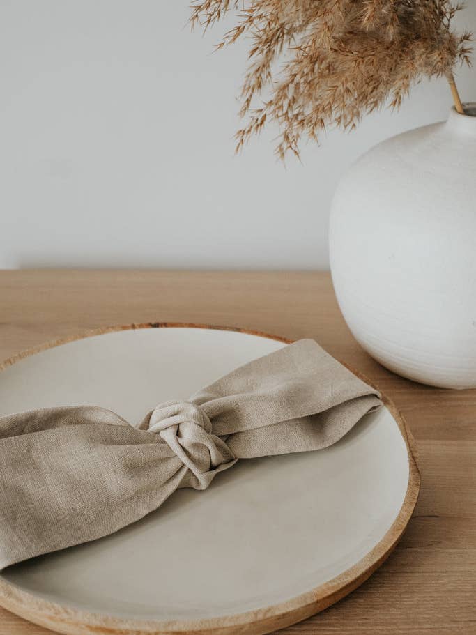 XL bow headband - Raw natural linen for wholesale by Boutique Soha