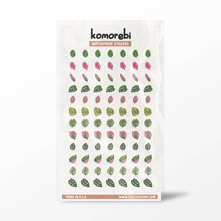 Botanisk løv Komorebi klistermærkeark for engroshandel hos the stkr store