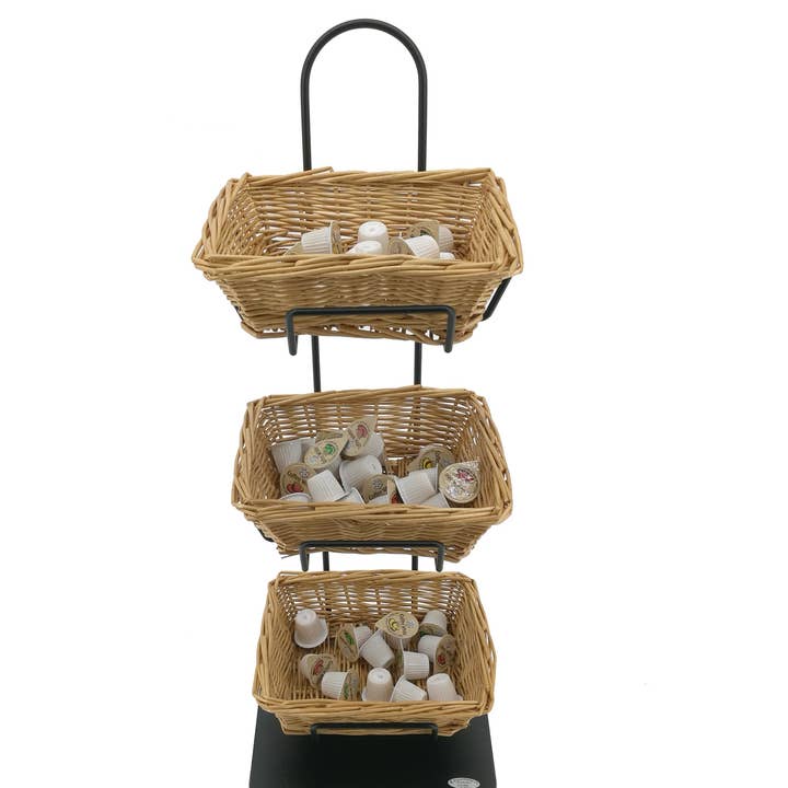 FixtureDisplays® Mini 3 Tier Wicker Basket Organizer, Basket Rack to Tidy Your rooms, Tables, Helping Children Liking for Organizing 119999 for wholesale by FIXTUREDISPLAYS