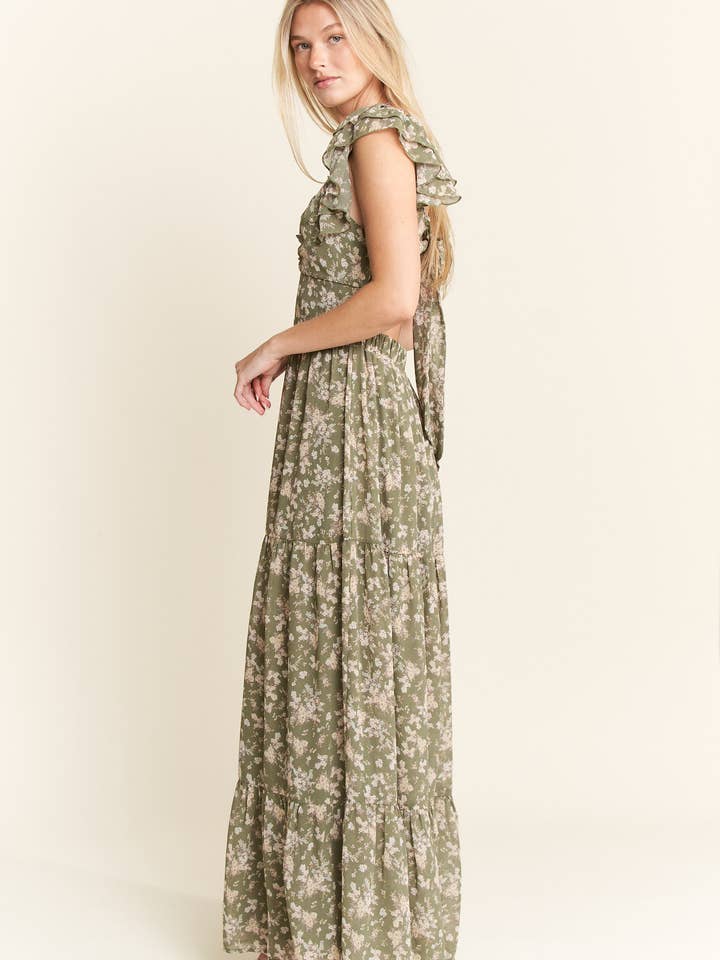 JADE BY JANE - Wholesale Dress - Women's - RUFFLE SLEEVE TIERED MAXI DRESS37