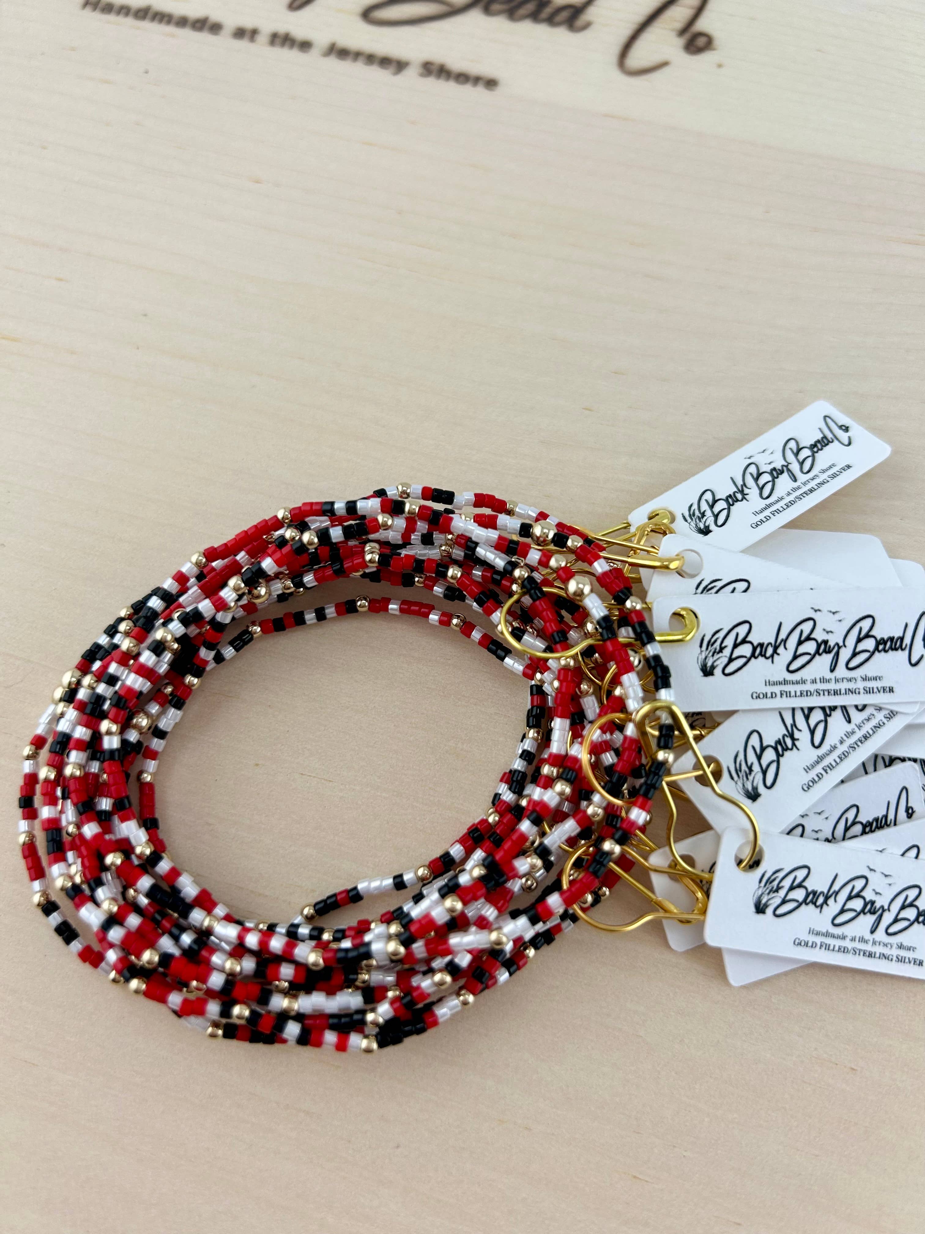 Back Bay Bead Company - Wholesale Beaded Bracelet - Game Day Bracelets Seed Bead Gold Filled Stretch Bracelets 16