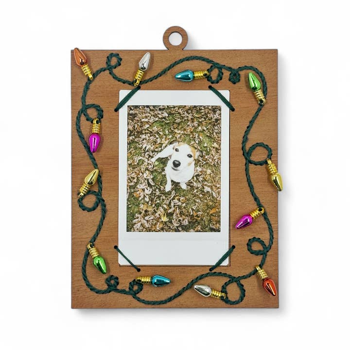 Holiday Lights Instant Photo Embroidery Frame Ornament Kit for wholesale by Sew Festive Embroidery Co.