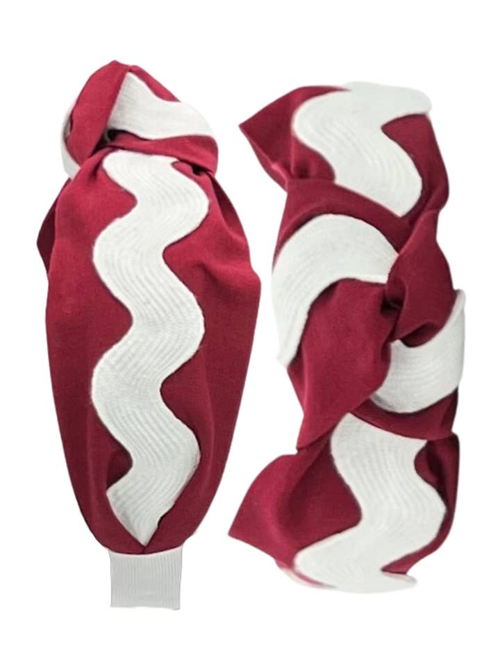 White Ric Rac on Maroon for wholesale by Pretty Happies