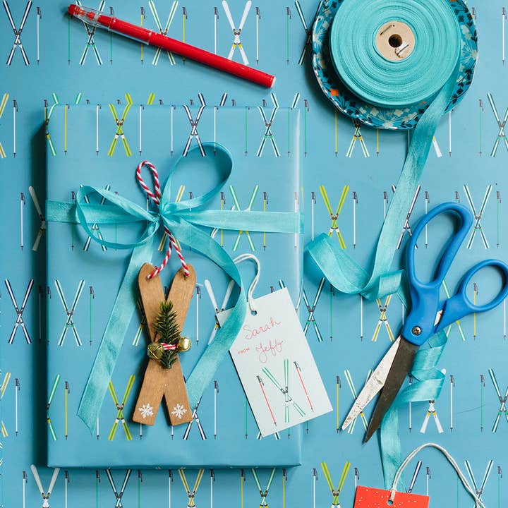 REVEL & Co. - Wholesale Flat Wrap - Skis Wrapping Paper Sheet3