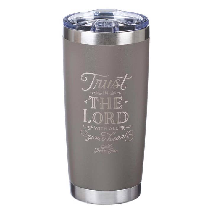 Christian Art Gifts - Wholesale Coffee Mug - Mug SS Travel Gray Trust In The Lord Prov. 3:5