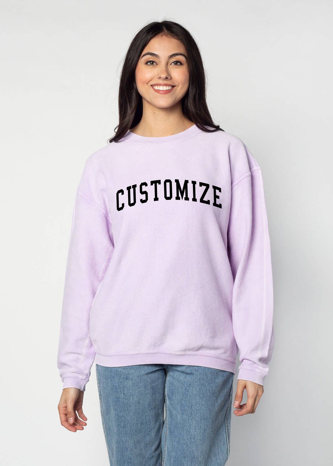 chicka-d – Großhandel Sweatshirt mit Grafikdruck – Damen – Die originale Custom Graphic Corded Crew, Collegiate Arc26