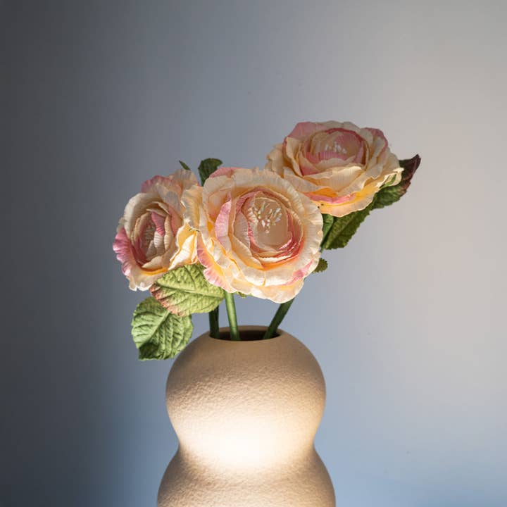 Flowrette - Wholesale Artificial Flowers - Cream and pink paper English rose