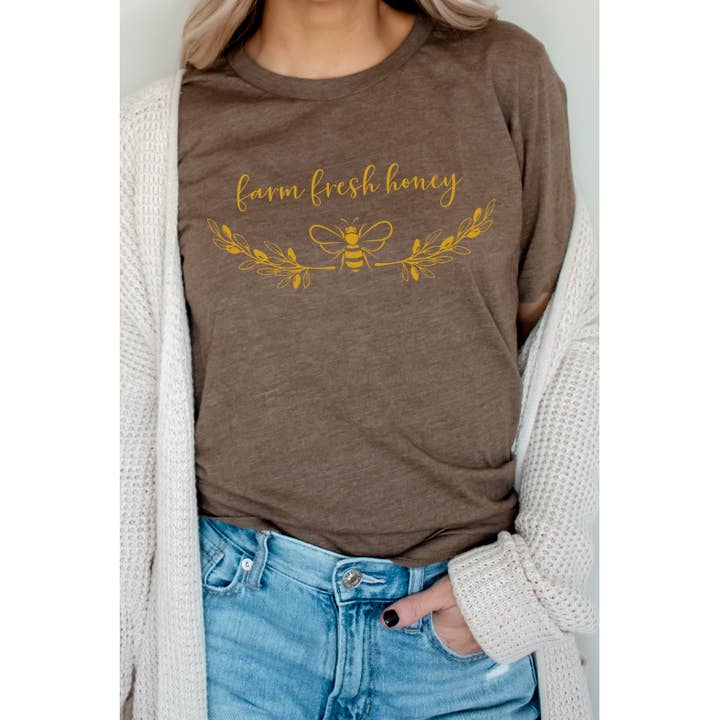 Farm Fresh Honey Bee Decor Graphic Tee for wholesale by Kissed Apparel
