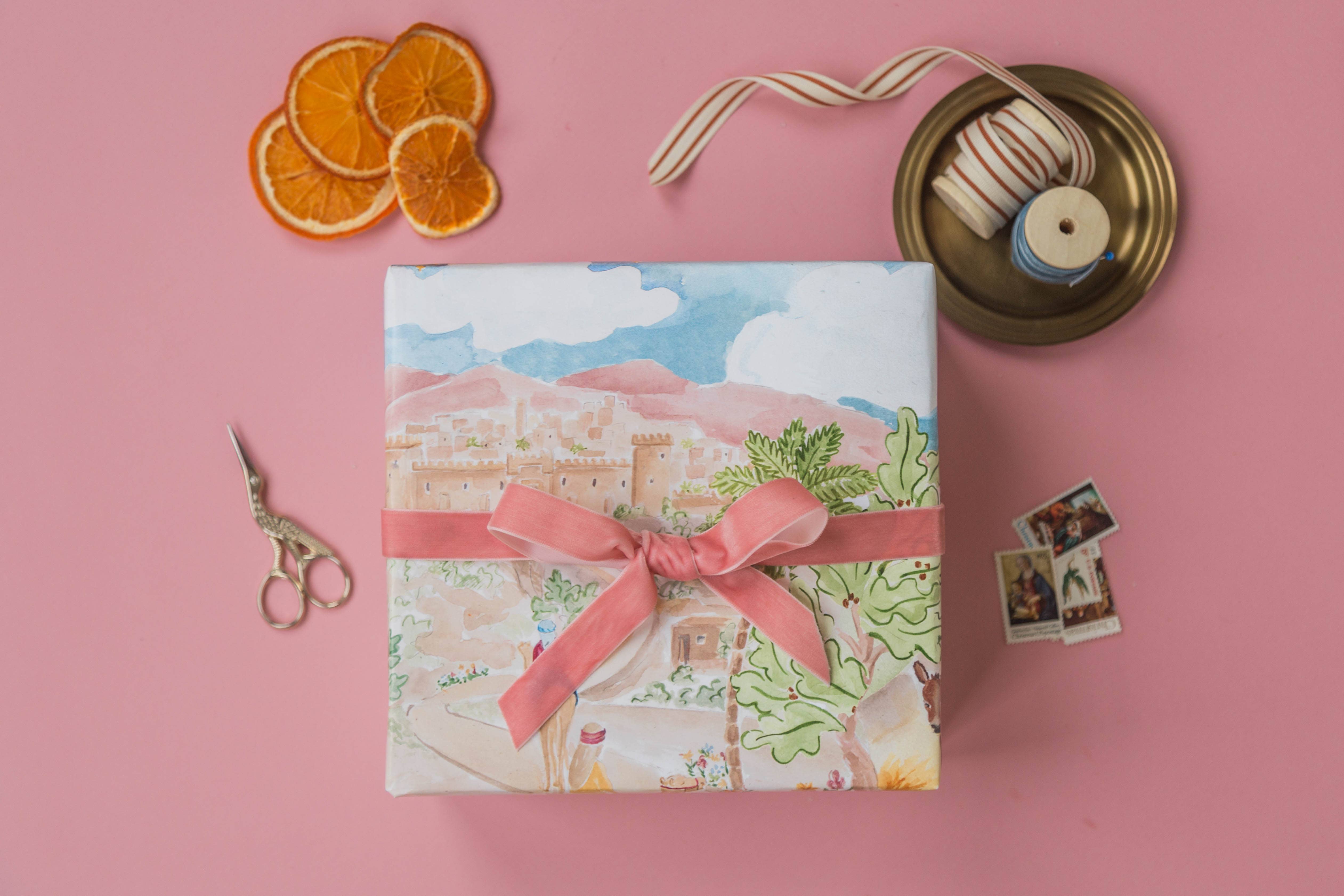 The Illustrated Life - Wholesale Flat Wrap - Christmas Tapestry Gift Wrap1