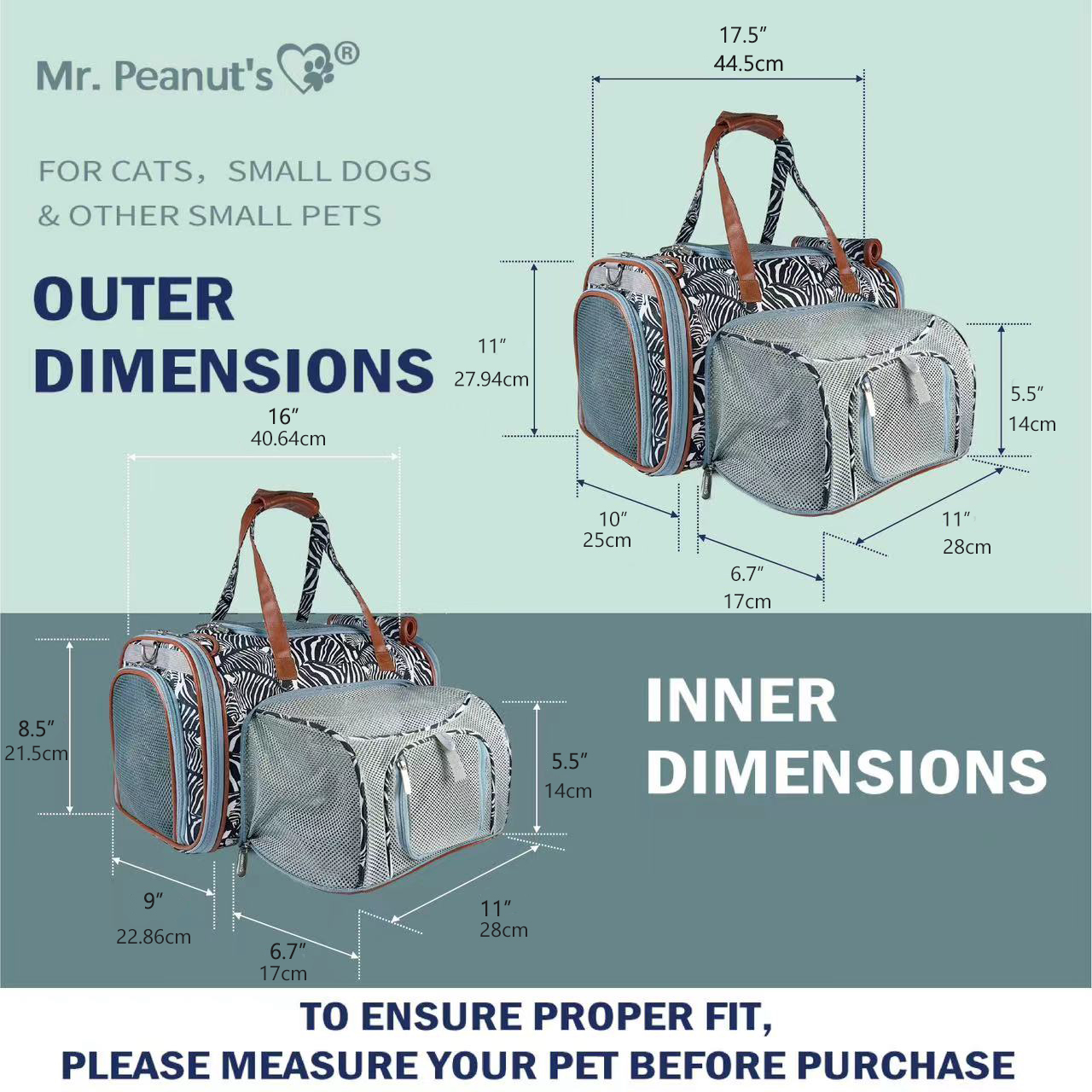 Mr. Peanut's - Wholesale Pet Carrier - Cat/Dog - Mr. Peanut's Gold Series Standard Size Airline Compliant Expandable Pet Carrier - Prints Edition2
