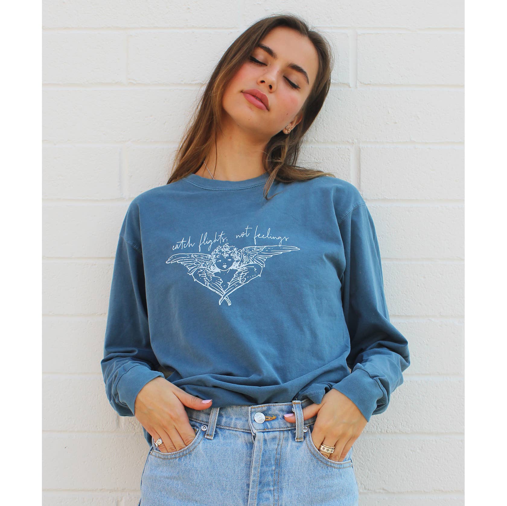 Not Another Label - Wholesale Screen Printed T-Shirt - Women's - Catch Flights, Not Feelings1