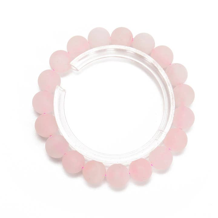 CRCBEADS - Wholesale Beaded Bracelet - Rose Quartz Bracelet Matte Round Size 8mm 10mm 7.5" Length2