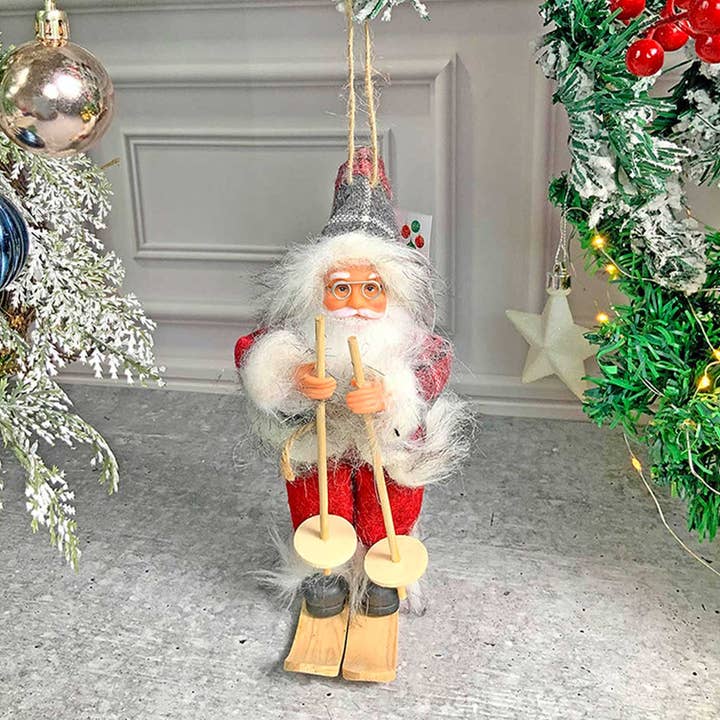 Père Noël skieur à carreaux rouges ornements de Noël pour la vente par Zwende